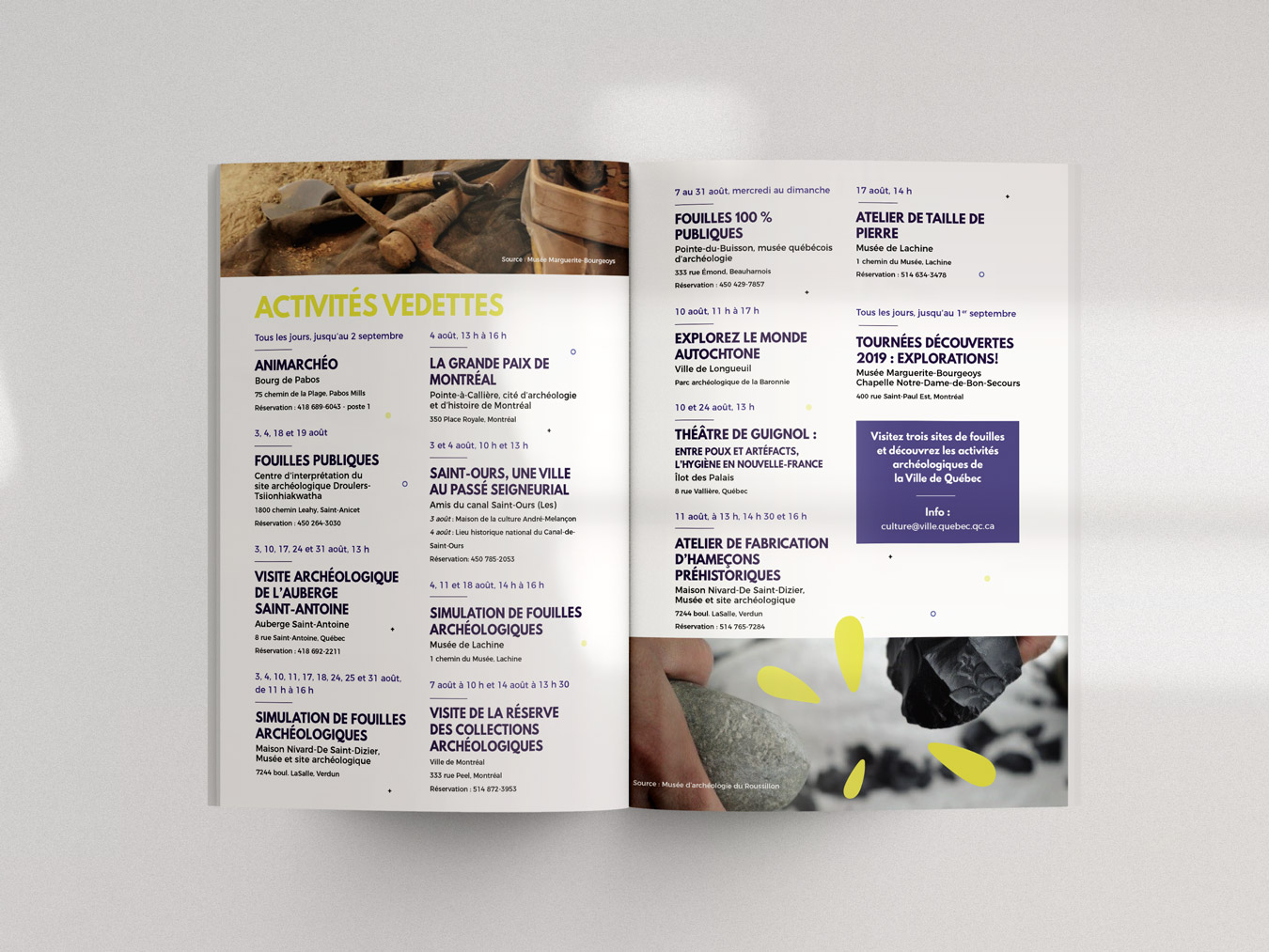 Intérieur brochure 15e édition du Mois de l'archéologie organisé par Archéo-Québec