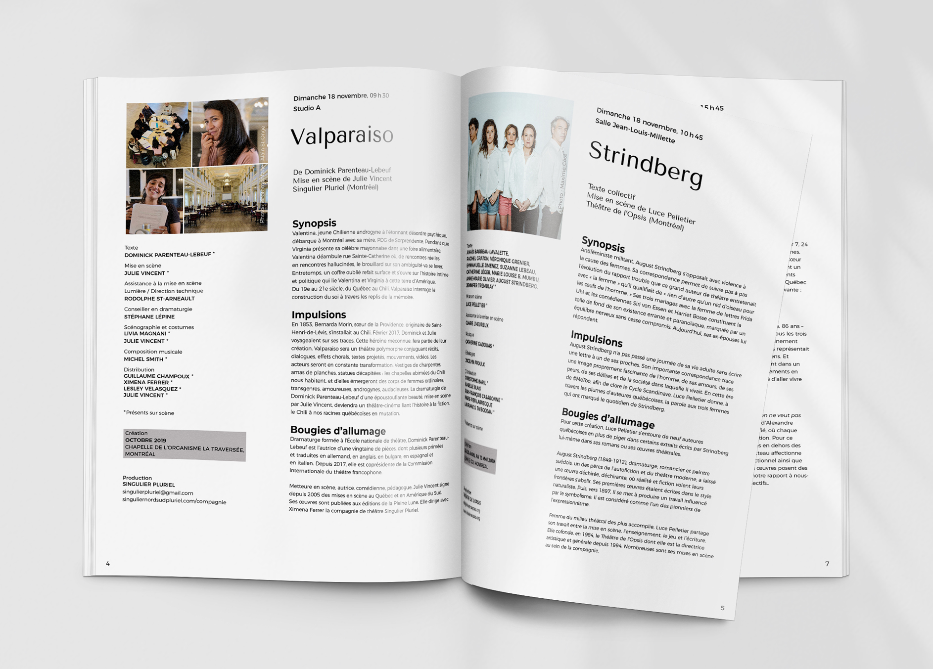 Programme les Fenêtres de la création théâtrale 2019 TDLV Longueuil